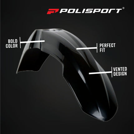 Polisport 91513 Full Plastic Kit for Honda CR125R/250R (2004‑2007) – Black, Includes Fenders, Radiator Scoops, Side Panels, Number Plate, and Fork Protectors for Complete OEM‑Style Replacement