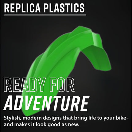 Polisport 91631 Restyling Kit – Fits Kawasaki KX 2003–2008 – 2024‑Style Bodywork with Green Fenders, Number Plate, Side Panels, Fork Protectors & Radiator Scoops