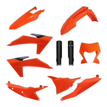 Polisport 91633 Full Plastic Kit for KTM EXC, EXC-F, XC-W & XC-FW 2024+ OEM 2025 Orange/Black – Complete Bodywork Set with Fenders, Scoops, Side Panels, Headlight Mask, Fork Guards and Airbox Cover