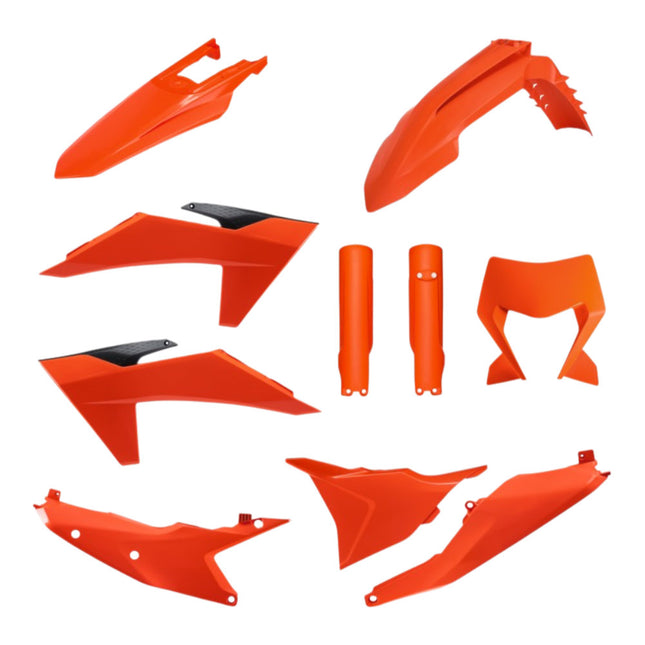 Polisport 91639 Full Plastic Kit with Mask – Fits KTM EXC/EXC‑F/XC‑W/XC‑FW 2024→ – Complete Bodywork Set with Fenders, Shrouds, Side Panels, Fork Protectors, Airbox Cover – Orange