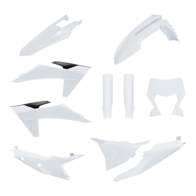 Polisport 91640 Full Plastic Kit with Mask – Fits KTM EXC/EXC‑F/XC‑W/XC‑FW 2024→ – Complete Bodywork Set with Fenders, Shrouds, Side Panels, Fork Guards, Airbox Cover – White