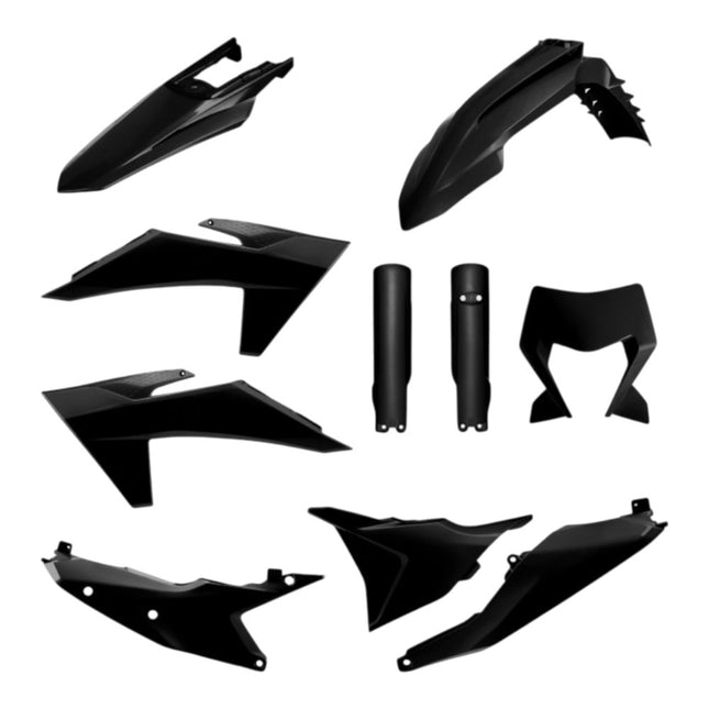 Polisport 91641 Full Replica Plastic Kit for KTM EXC / EXC-F / XC-W / XC-FW 2024-2026 - Custom Dirt Bike Bodywork - Black (Fenders, Scoops, Side Panels, Airbox Cover, Headlight Mask, Fork Guards)