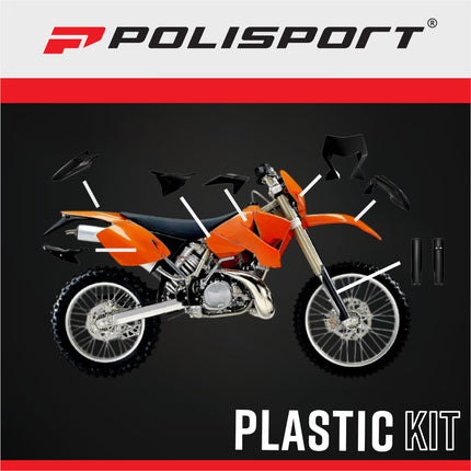 Polisport 91641 Full Replica Plastic Kit for KTM EXC / EXC-F / XC-W / XC-FW 2024-2026 - Custom Dirt Bike Bodywork - Black (Fenders, Scoops, Side Panels, Airbox Cover, Headlight Mask, Fork Guards)