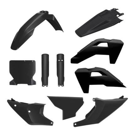 Polisport 91644 Full Replica Plastic Kit for Husqvarna TC/FC 125-450 2025-2026 - Custom Dirt Bike Bodywork - Black (Fenders, Scoops, Side Panels, Number Plate, Airbox Cover, Fork Guards)