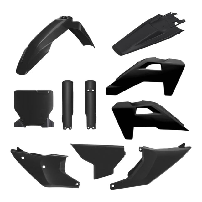 Polisport 91644 Full Replica Plastic Kit for Husqvarna TC/FC 125-450 2025-2026 - Custom Dirt Bike Bodywork - Black (Fenders, Scoops, Side Panels, Number Plate, Airbox Cover, Fork Guards)