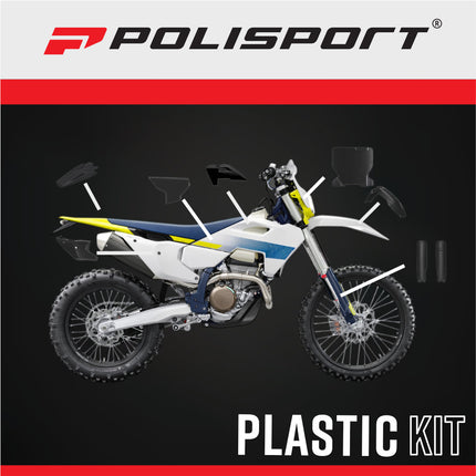 Polisport 91644 Full Replica Plastic Kit for Husqvarna TC/FC 125-450 2025-2026 - Custom Dirt Bike Bodywork - Black (Fenders, Scoops, Side Panels, Number Plate, Airbox Cover, Fork Guards)