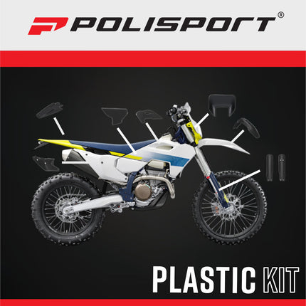 Polisport 91648 Full Plastic Kit with Mask – Fits Husqvarna TE/FE 2024> – Complete Replacement Bodywork Set with Fenders, Radiator Scoops, Side Panels, Fork Guards, Airbox Cover – Black
