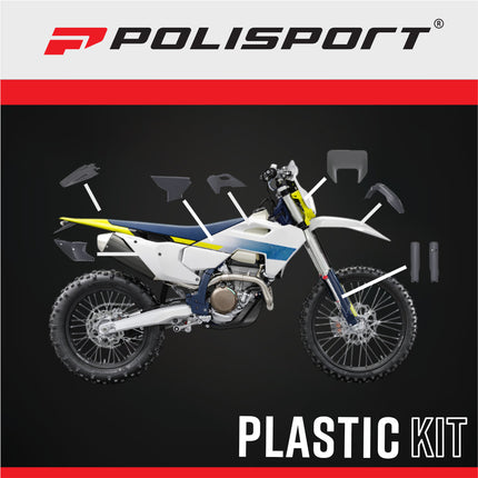 Polisport 91649 Full Plastic Kit with Mask – Fits Husqvarna TE/FE 2024→ – Complete Bodywork Set with Fenders, Shrouds, Side Panels, Fork Guards, Airbox Cover – Nardo Grey