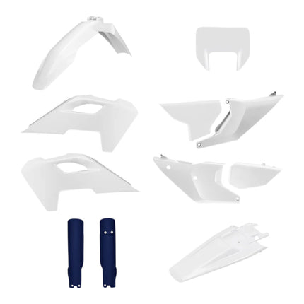 Polisport 91650 Full Replica Plastic Kit for Husqvarna TE / FE 150-501 2024-2026 - OEM Color Match Dirt Bike Bodywork - White/Blue (Fenders, Scoops, Side Panels, Headlight Mask, Airbox Cover)