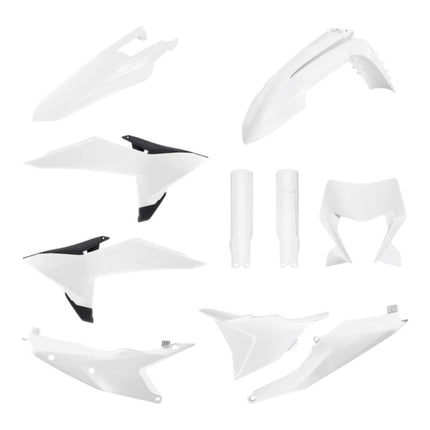 Polisport 91656 Full Plastic Kit for KTM EXC, EXC-F, XC-W & XC-FW 2026+ White – Complete Bodywork Set with Fenders, Radiator Scoops, Side Panels, Fork Guards, Airbox Cover and Headlight Mask