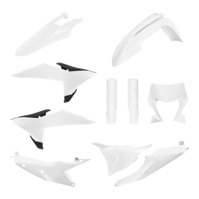 Polisport 91656 Full Plastic Kit for KTM EXC, EXC-F, XC-W & XC-FW 2026+ White – Complete Bodywork Set with Fenders, Radiator Scoops, Side Panels, Fork Guards, Airbox Cover and Headlight Mask