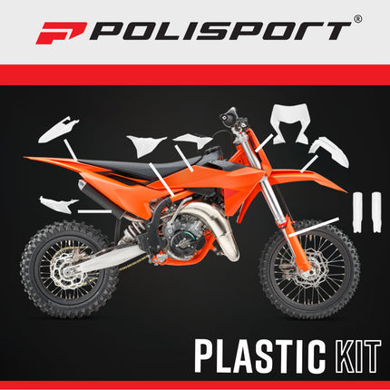Polisport 91656 Full Plastic Kit for KTM EXC, EXC-F, XC-W & XC-FW 2026+ White – Complete Bodywork Set with Fenders, Radiator Scoops, Side Panels, Fork Guards, Airbox Cover and Headlight Mask