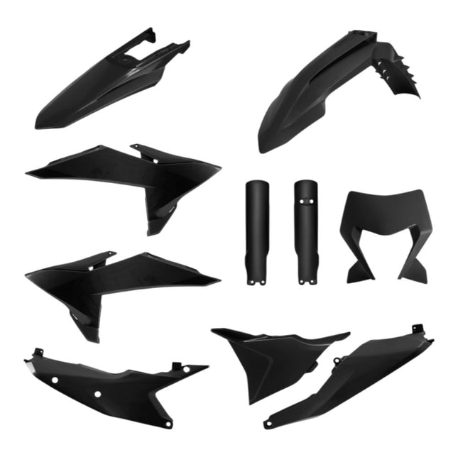Polisport 91657 Full Plastic Kit with Mask – Fits KTM EXC/EXC‑F/XC‑W/XC‑FW 2026→ – Complete Bodywork Set with Fenders, Shrouds, Side Panels, Fork Protectors, Airbox Cover – Black