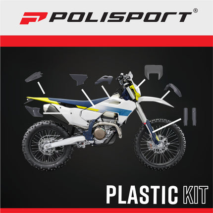 Polisport 91663 Full Plastic Kit – Fits Husqvarna TE/FE 2025-2026 Complete Replacement Bodywork Set with Fenders, Shrouds, Side Panels, Fork Guards, Headlight Mask, Airbox Cover – Nardo Grey