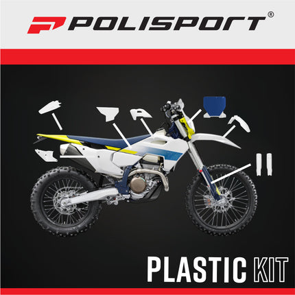 Polisport 91664 Full Plastic Kit for Husqvarna TC & FC 2025+ OEM 2026 White/Blue – Complete Bodywork Set with Fenders, Radiator Scoops, Side Panels, Number Plate, Airbox Cover and Fork Guards