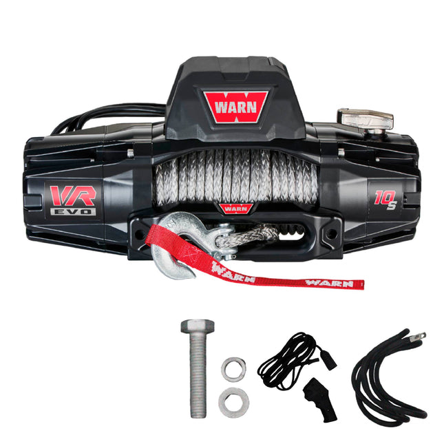 WARN VR EVO 10-S Electric 12V Winch – 10,000 lb Pull Capacity, Synthetic Rope, IP68 Waterproof, High-Performance Off-Road Recovery Winch for Trucks, Jeeps, and SUVs