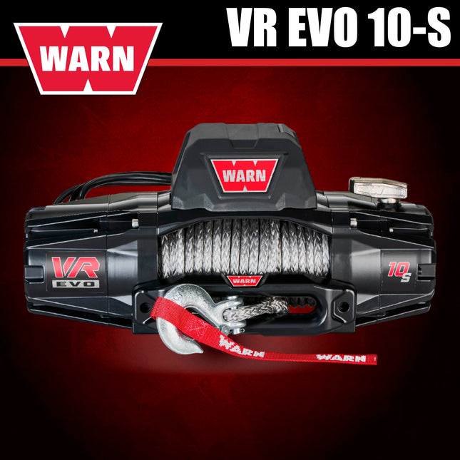 WARN VR EVO 10-S Electric 12V Winch – 10,000 lb Pull Capacity, Synthetic Rope, IP68 Waterproof, High-Performance Off-Road Recovery Winch for Trucks, Jeeps, and SUVs