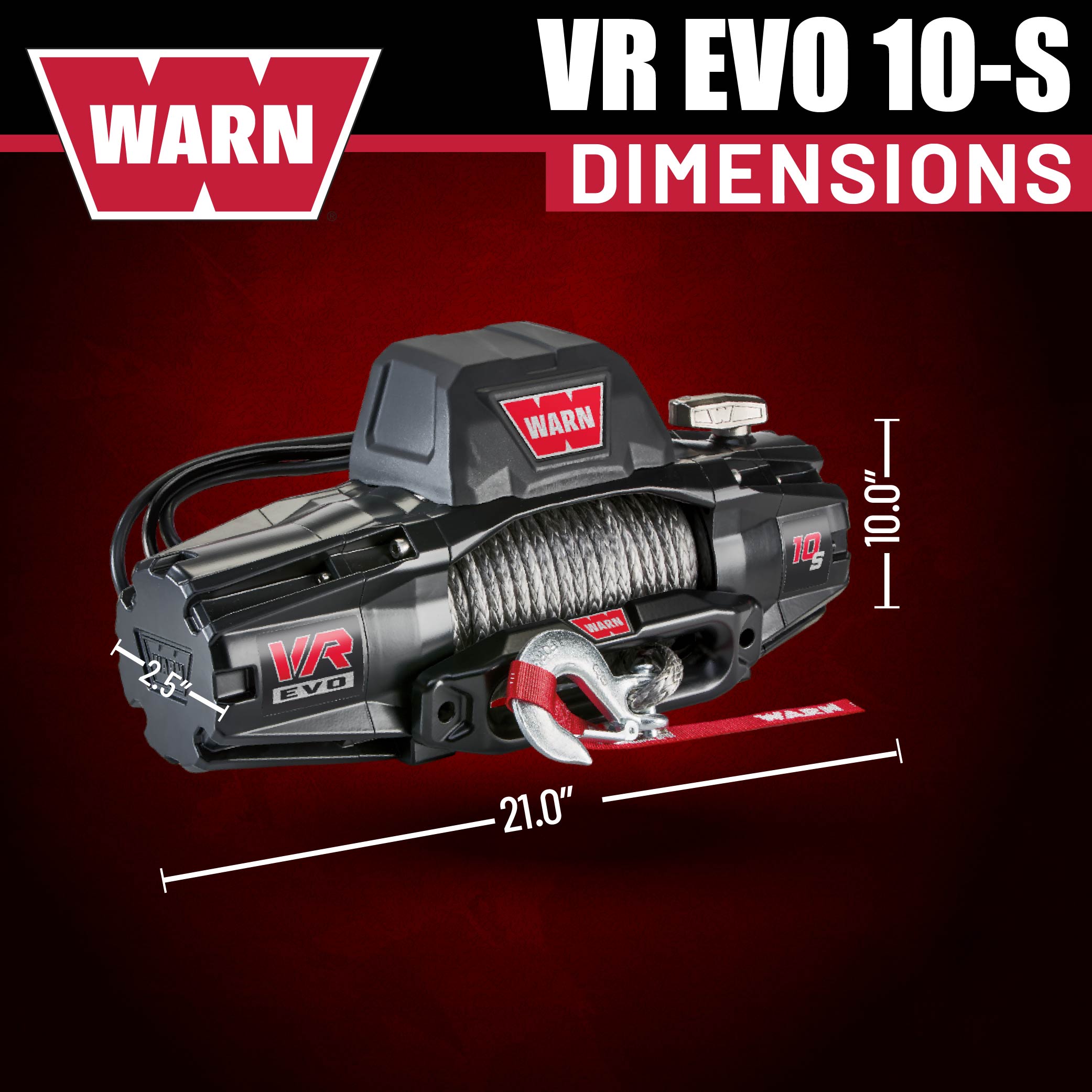 WARN VR EVO 10-S Electric 12V Winch – 10,000 lb Pull Capacity, Synthetic Rope, IP68 Waterproof, High-Performance Off-Road Recovery Winch for Trucks, Jeeps, and SUVs