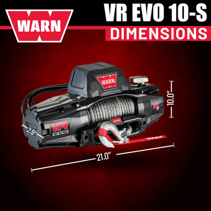 WARN VR EVO 10-S Electric 12V Winch – 10,000 lb Pull Capacity, Synthetic Rope, IP68 Waterproof, High-Performance Off-Road Recovery Winch for Trucks, Jeeps, and SUVs