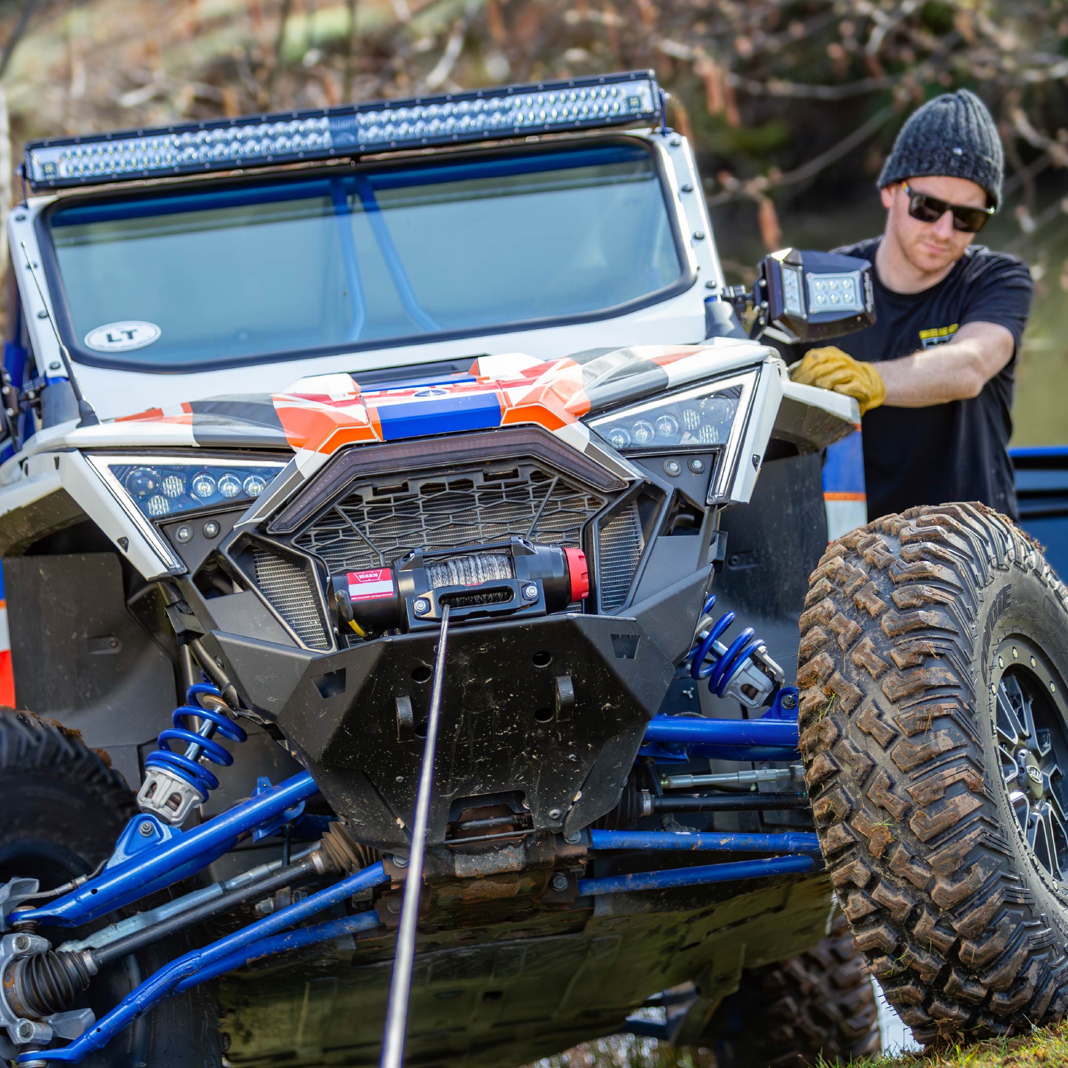 Warn R25-S Rope Winch - 2,500 lb. Pulling Capacity, equipped with 50’ of 3/16” synthetic rope & remote-mounted rocker switch - Fairlead for ATV, UTV, Side by Side, and SXS Recovery & Towing