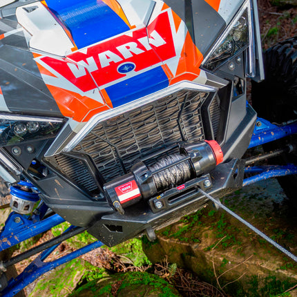 Warn R25-S Rope Winch - 2,500 lb. Pulling Capacity, equipped with 50’ of 3/16” synthetic rope & remote-mounted rocker switch - Fairlead for ATV, UTV, Side by Side, and SXS Recovery & Towing
