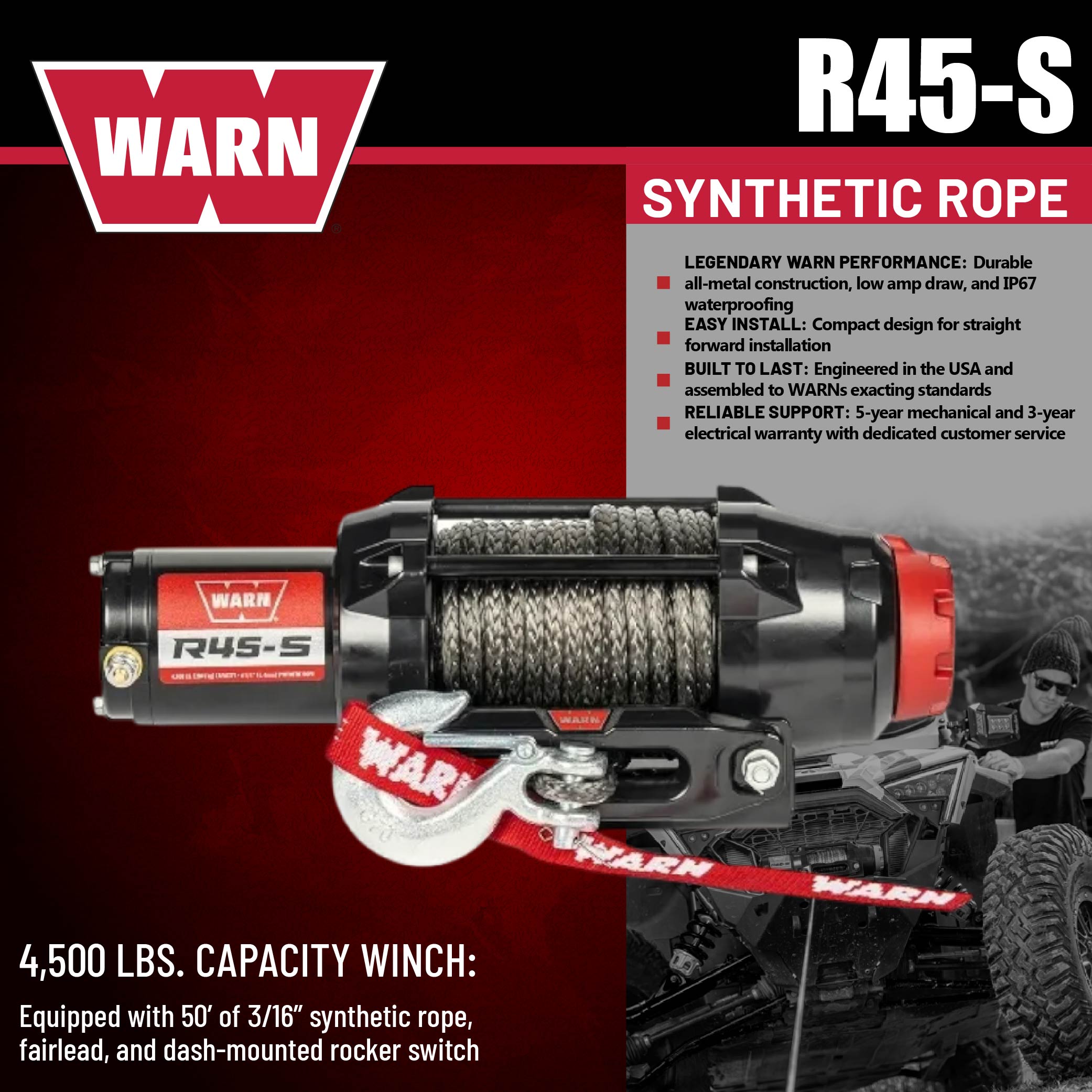 R45-S SYNTHTIC ROPE WINCH