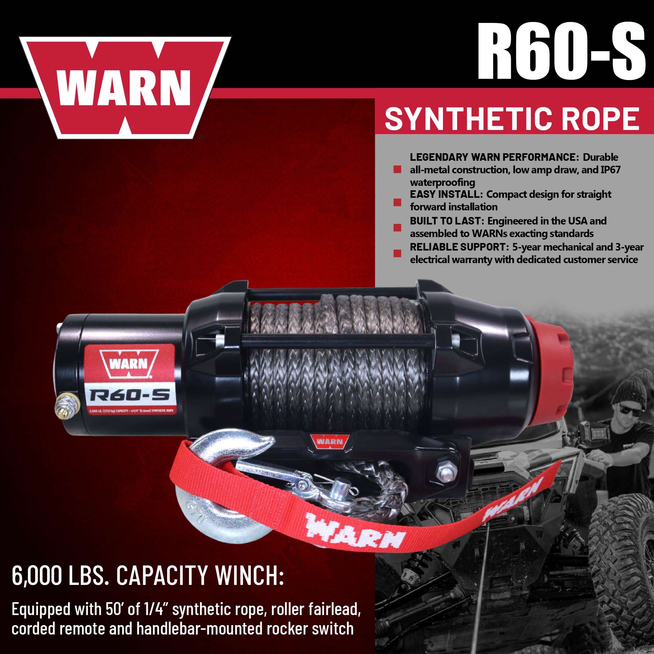 R60-S SYNTHTIC ROPE WINCH