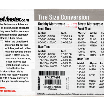 BikeMaster 370104  Motorcycle Tube TR-6 Valve Stem - 225/250-10