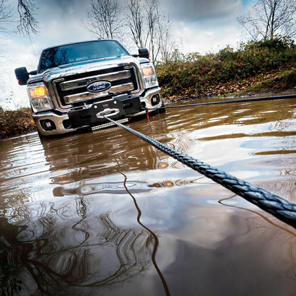 WARN 97730 M15-S Electric 12V Heavyweight Winch with Spydura Synthetic Cable Rope: 3/8" Diameter x 80' Length, 7.5 Ton (15,000 lb) Pulling Capacity