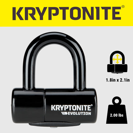 Kryptonite Evolution Disc Lock, 14mm Heavy Duty Black Bike Bicycle Lock, Sold Secure Gold, High Security Anti-Theft Protection for Bicycle, E-Bike, Motorcycles, Scooters, and more
