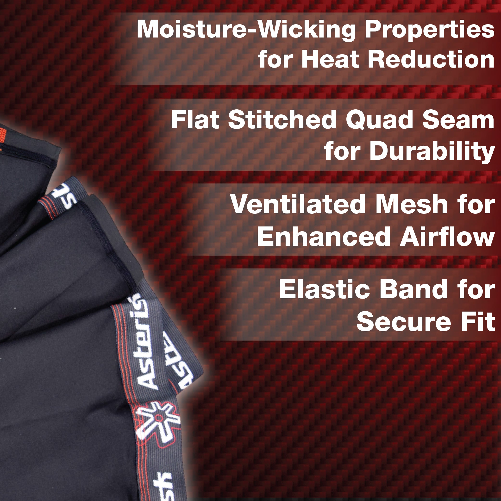 Asterisk Banded Undersleeve for Knee Protector Braces for Motocross, Snowboarding, Wakeboarding, Off-Roading, & More - Size: Large