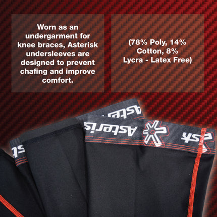Asterisk Banded Undersleeve for Knee Protector Braces for Motocross, Snowboarding, Wakeboarding, Off-Roading, & More - Size: Large