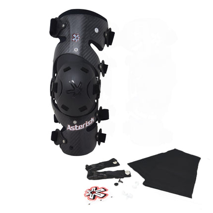 Asterisk Carbon Cell Pro - Advanced Knee Protector Brace (Left Only) for Motocross, Snowboarding, Wakeboarding, Off-Roading, Football, & More - Size Large