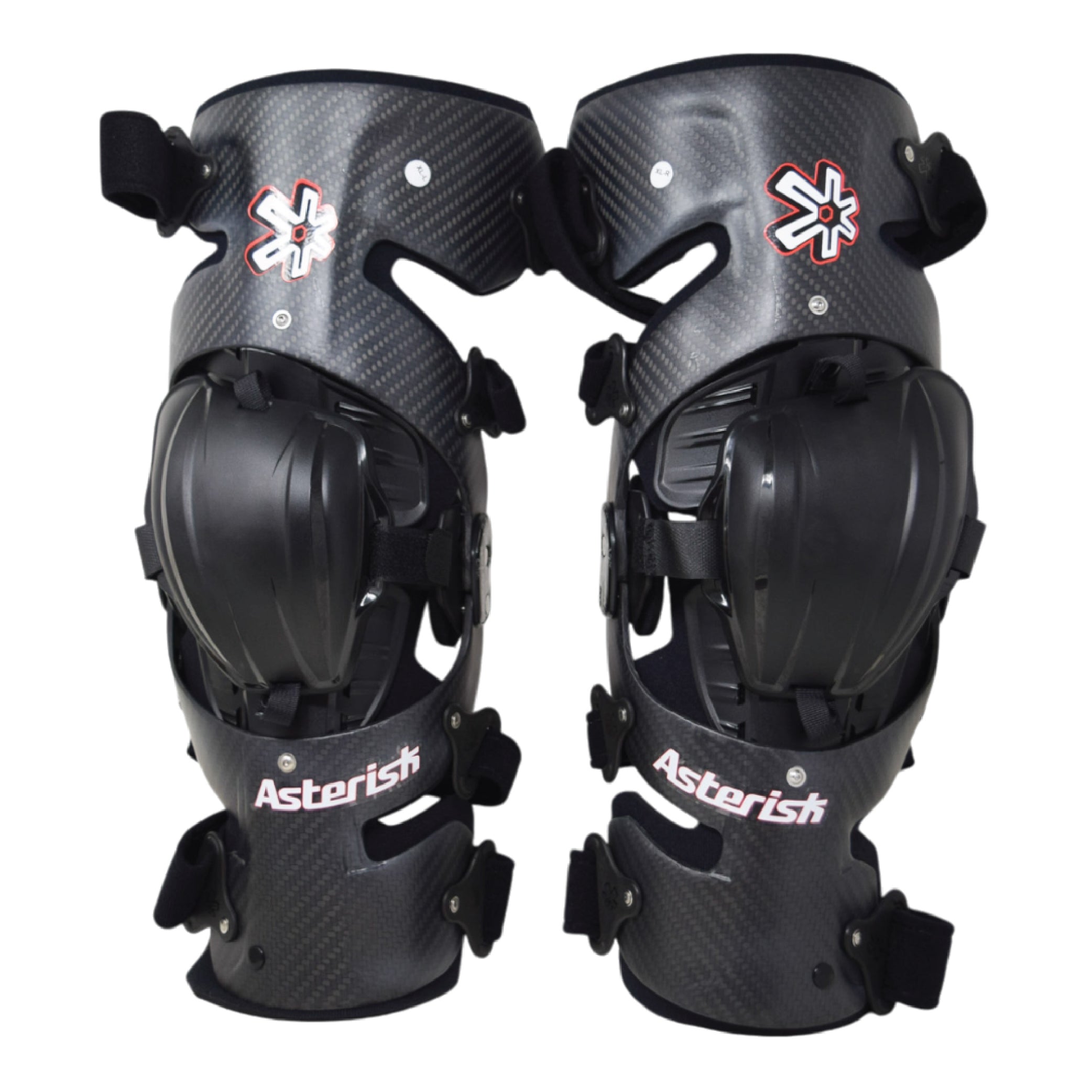 Asterisk Carbon Cell Pro Knee Braces (Pair - Left & Right) for Motocross & Off-Road Riders-L