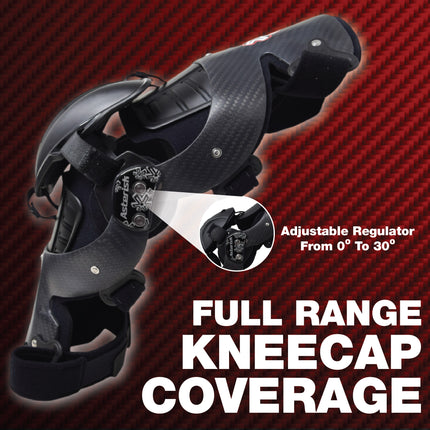 Asterisk Carbon Cell One - Advanced Knee Protector Braces (Pair- Left & Right) for Motocross, Snowboarding, Wakeboarding, Off-Roading, & More - Size Large