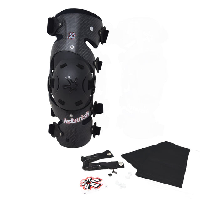 Asterisk Carbon Cell Pro - Advanced Knee Protector Brace (Right Only) for Motocross, Snowboarding, Wakeboarding, Off-Roading, Football, & More - Size Large