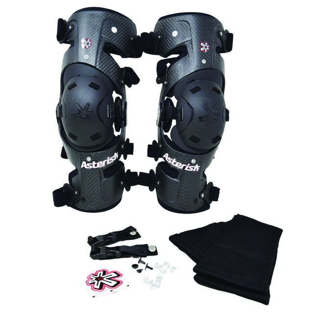 Asterisk Carbon Cell Pro - Advanced Knee Protector Braces (Pair- Left & Right) for Motocross, Snowboarding, Wakeboarding, Off-Roading, & More - Size Medium