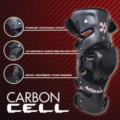 Asterisk Carbon Cell One Knee Braces (Pair - Left & Right) for Motocross & Off-Road Riders-M