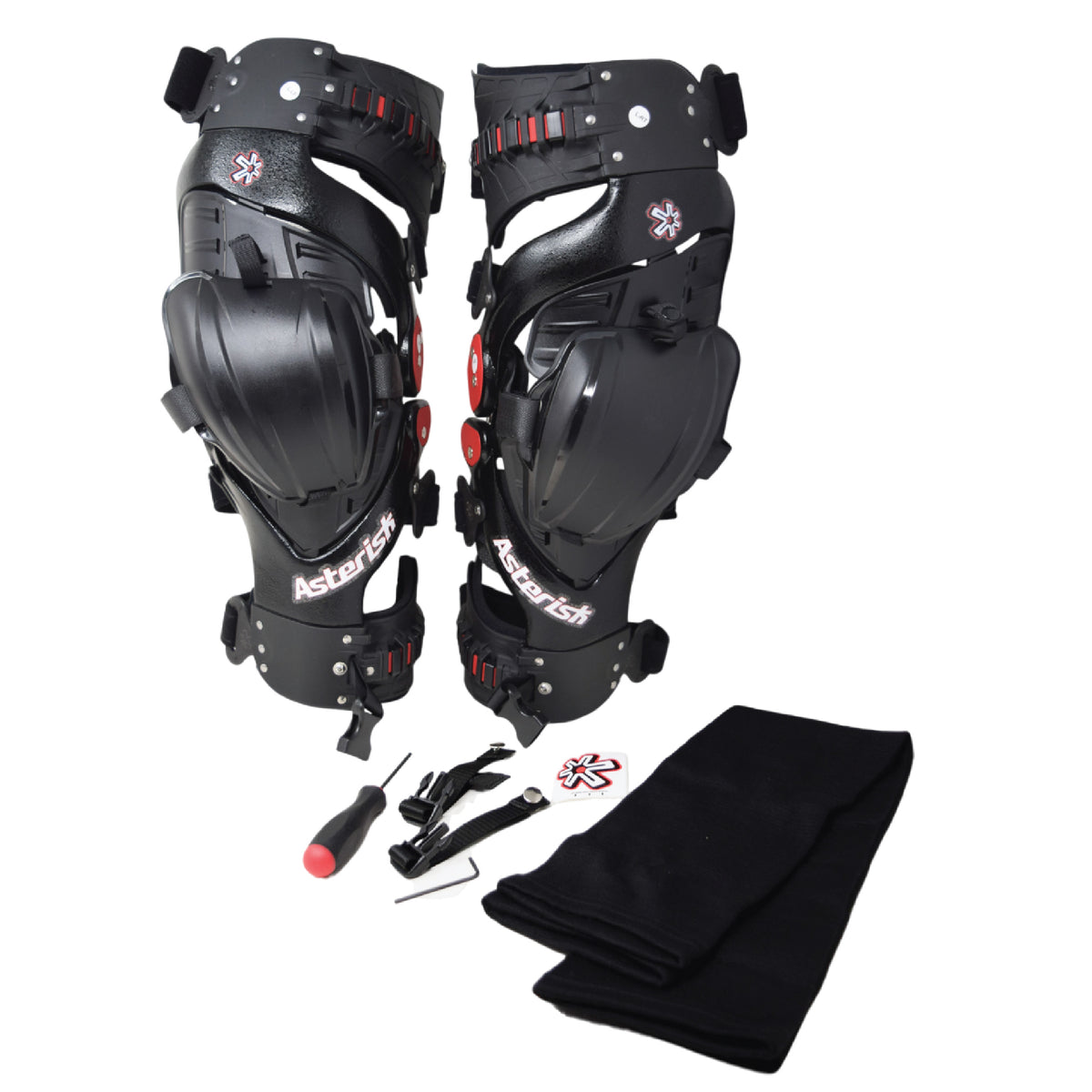 Asterisk Carbon Cell One Knee Braces (Pair - Left & Right) for Motocross & Off-Road Riders-XL