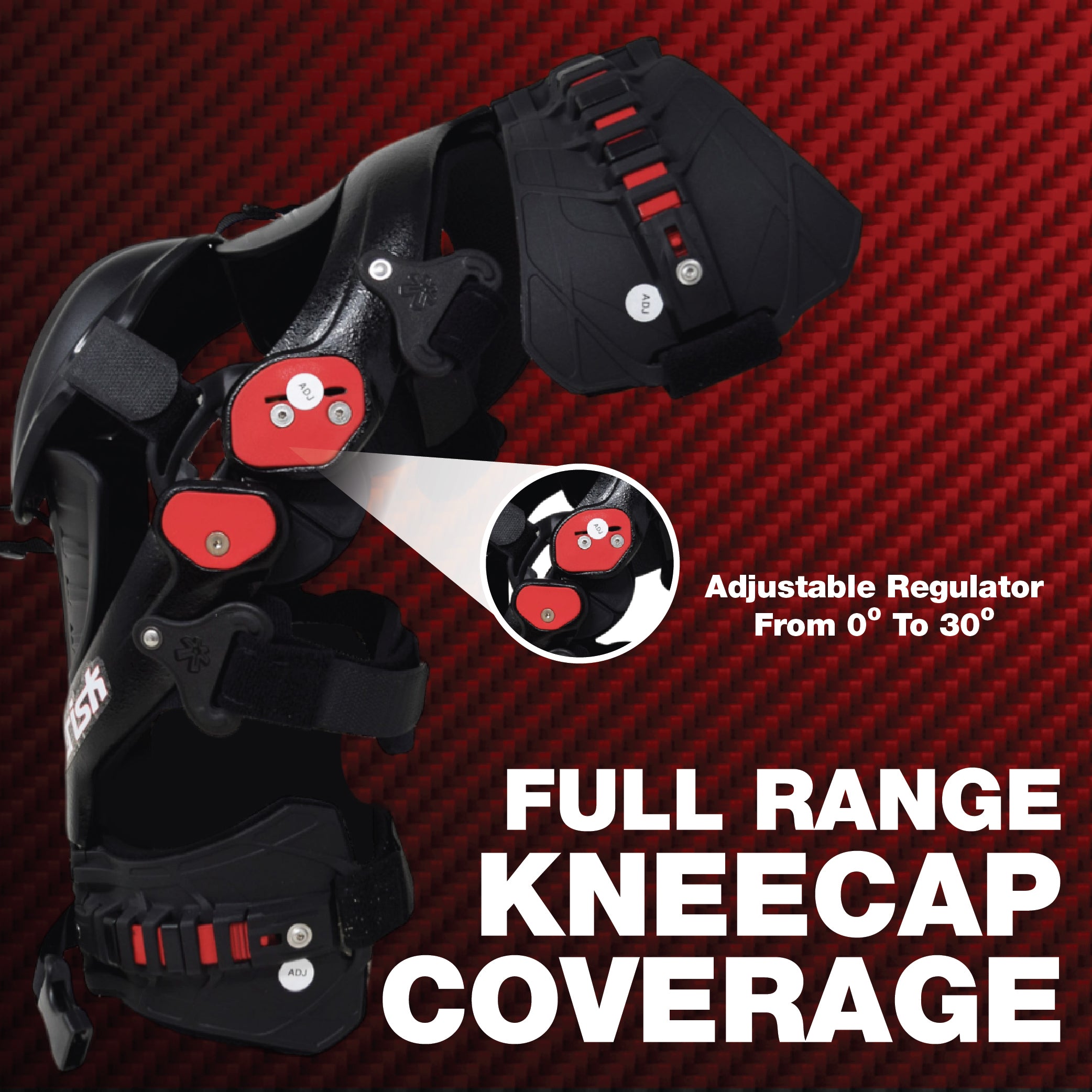 Asterisk Carbon Cell One Knee Braces (Pair - Left & Right) for Motocross & Off-Road Riders-XL