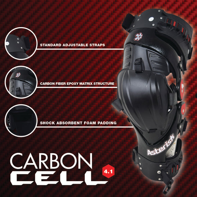 Asterisk Ultra Cell 4.1 - Advanced Knee Protector Brace (Right Only) for Motocross, Snowboarding, Wakeboarding, Off-Roading,  Football, & More - Size Medium