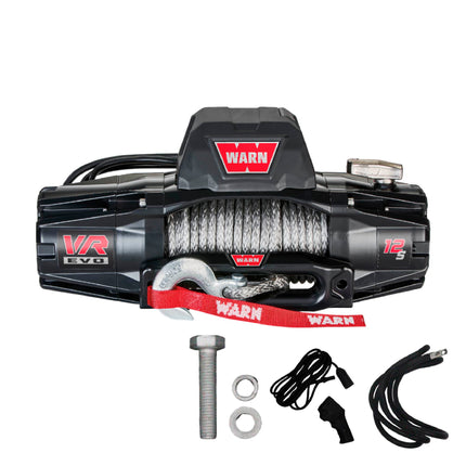 WARN VR EVO 12-S Electric 12V Winch – 12,000 lb Pull Capacity, Synthetic Rope, IP68 Waterproof, High-Performance Off-Road Recovery Winch for Trucks, Jeeps, and SUVs