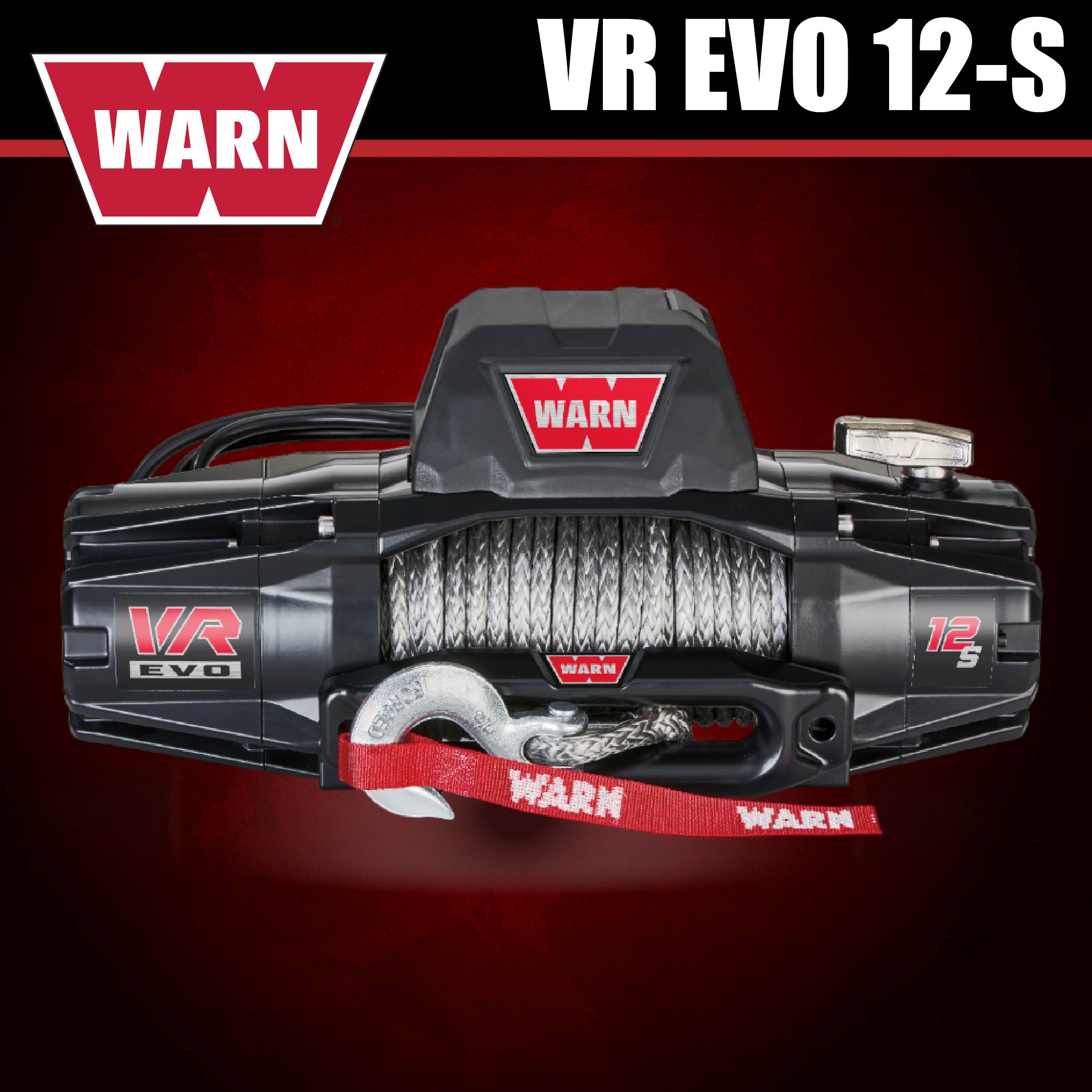 WARN VR EVO 12-S Electric 12V Winch – 12,000 lb Pull Capacity, Synthetic Rope, IP68 Waterproof, High-Performance Off-Road Recovery Winch for Trucks, Jeeps, and SUVs