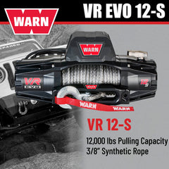 WARN VR EVO 12-S Electric 12V Winch – 12,000 lb Pull Capacity, Synthetic Rope, IP68 Waterproof, High-Performance Off-Road Recovery Winch for Trucks, Jeeps, and SUVs