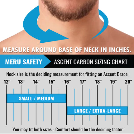 Meru Safety Racing Ascent Carbon Head & Neck Restraint with Quick Release Tethers & Shock Absorber Reduces Force from Frontal Impacts (Large/X-Large)