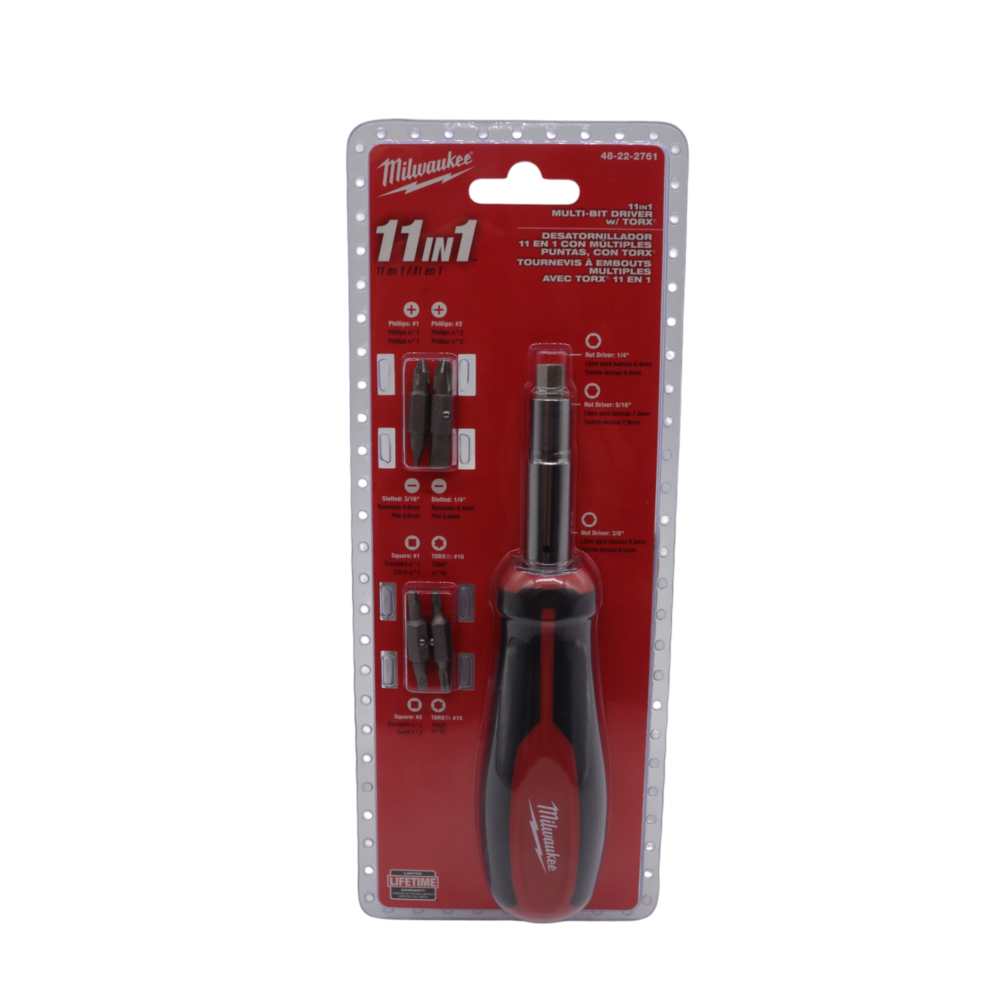 Milwaukee 48-22-2761 11-in-1 Multi-Tip Screwdriver with Square Drive Bits