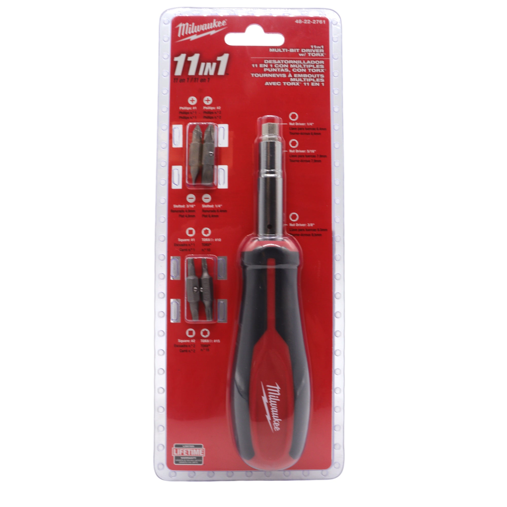 Milwaukee 48-22-2761 11-in-1 Multi-Tip Screwdriver with Square Drive Bits