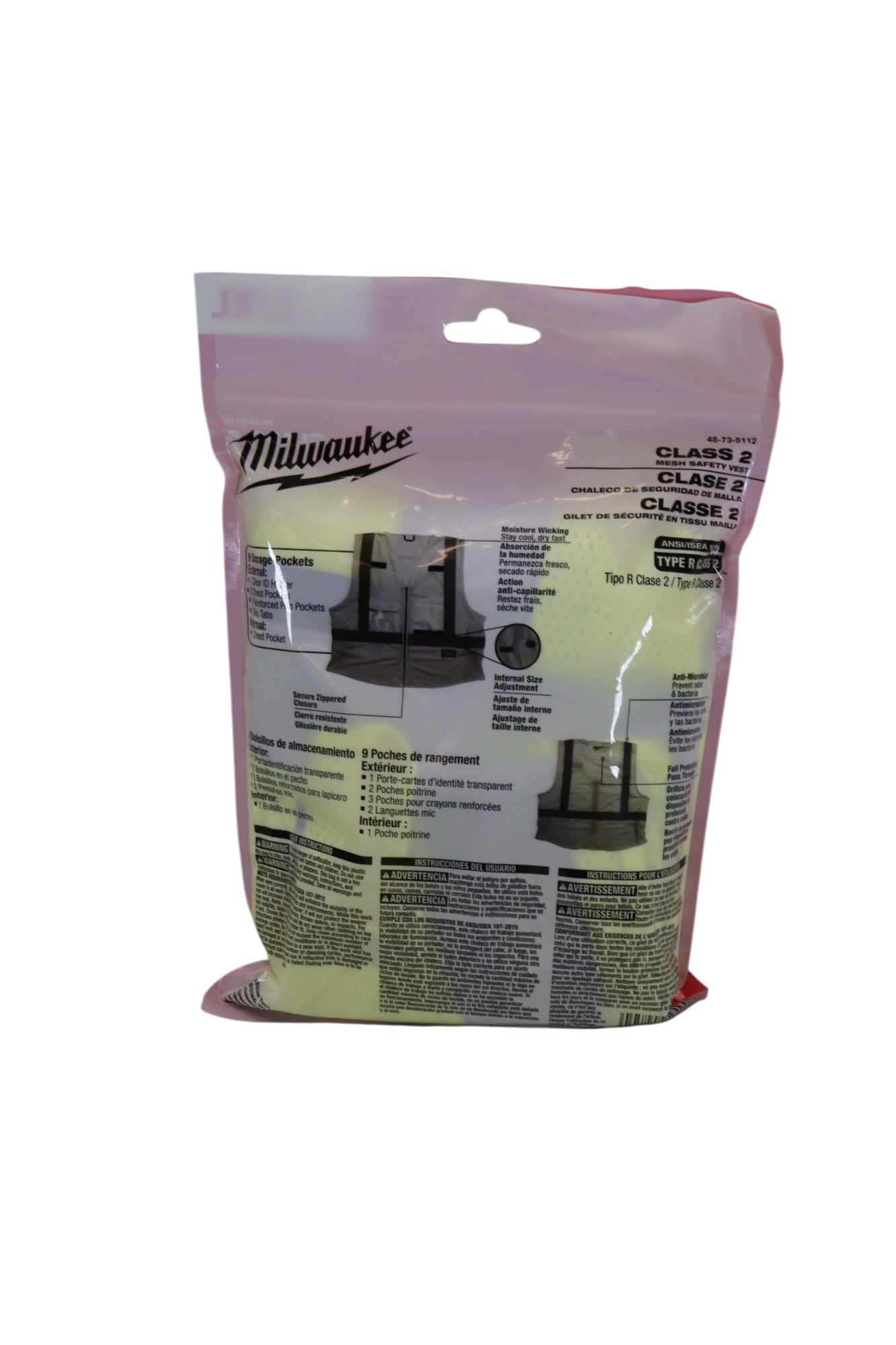 Milwaukee 48-73-5112 Class 2 High Visibility Yellow Mesh Safety Vest - L/XL