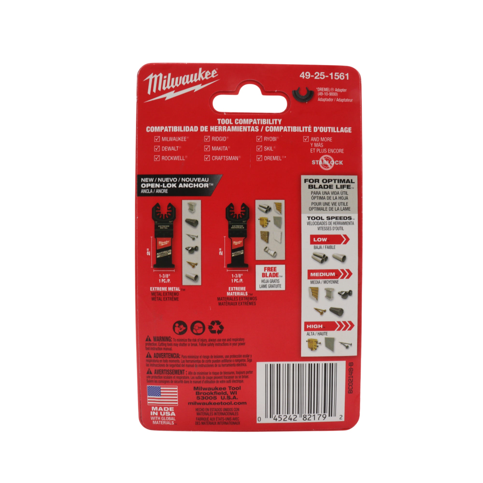 Milwaukee 49-25-1561 NITRUS CARBIDE Extreme Metal Universal Fit OPEN-LOK Oscillating Multi-Tool Blade, 1-3/8 Inch