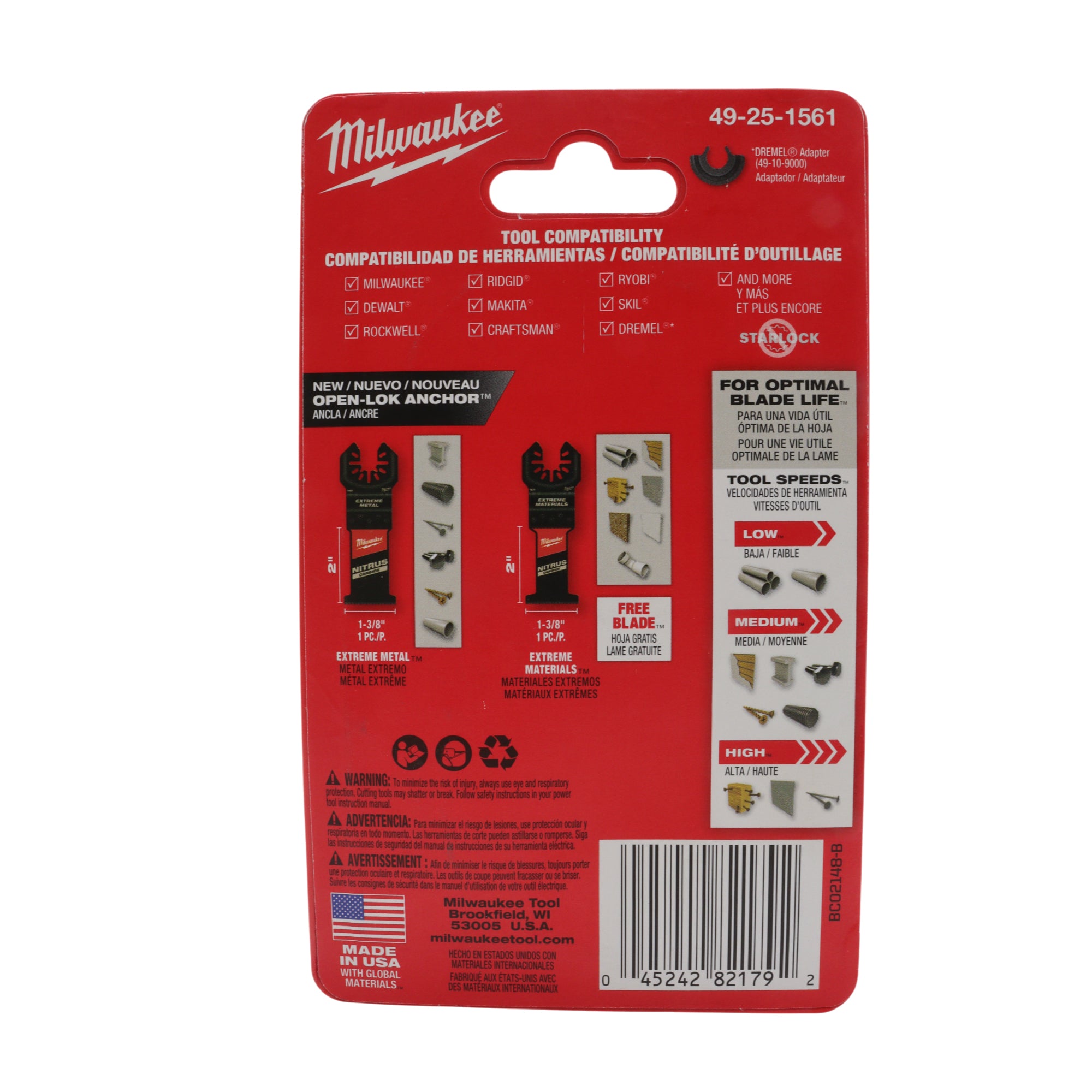 Milwaukee 49-25-1561 NITRUS CARBIDE Extreme Metal Universal Fit OPEN-LOK Oscillating Multi-Tool Blade, 1-3/8 Inch